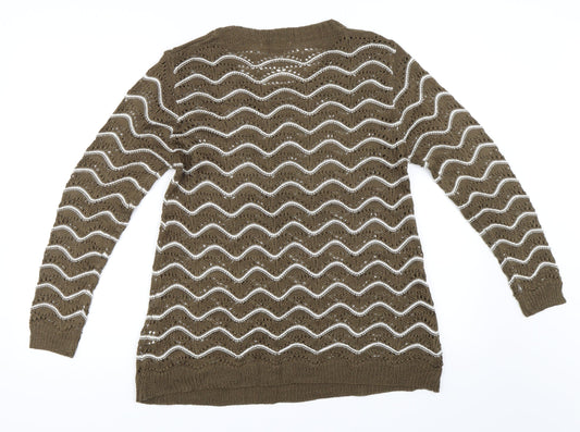 Daviva Womens Brown Pullover Jumper Size L