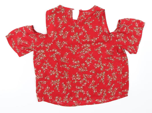 New Look Girls Red Floral Basic Blouse Size 12 Years