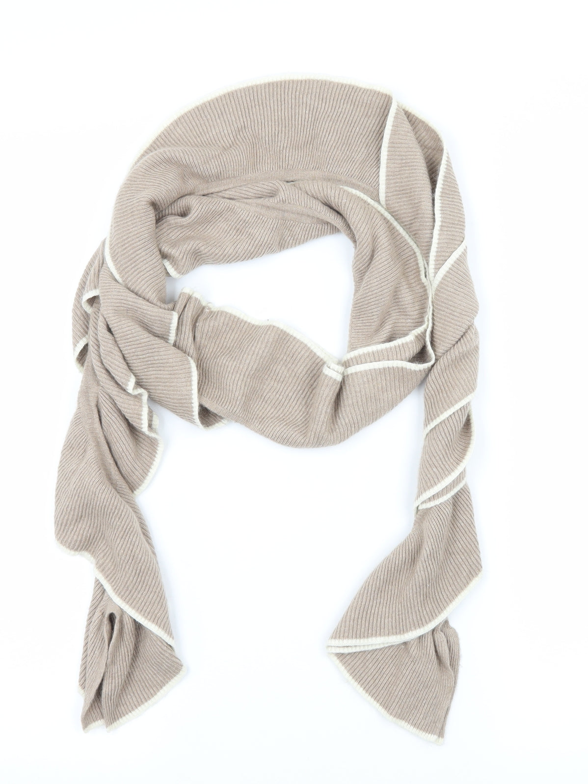 Preworn Womens Brown Striped Knit Scarf