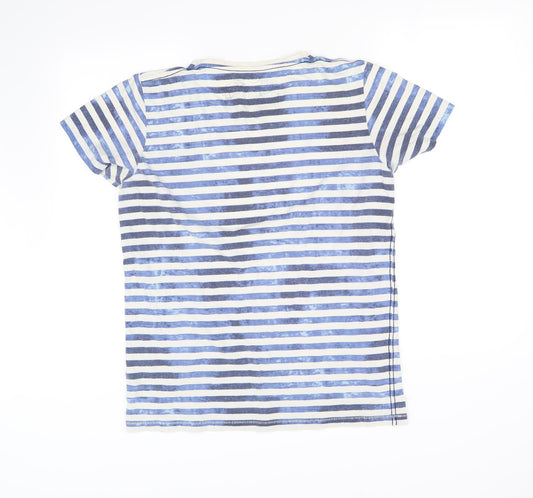pre worn Womens Blue Striped Basic T-Shirt Size S