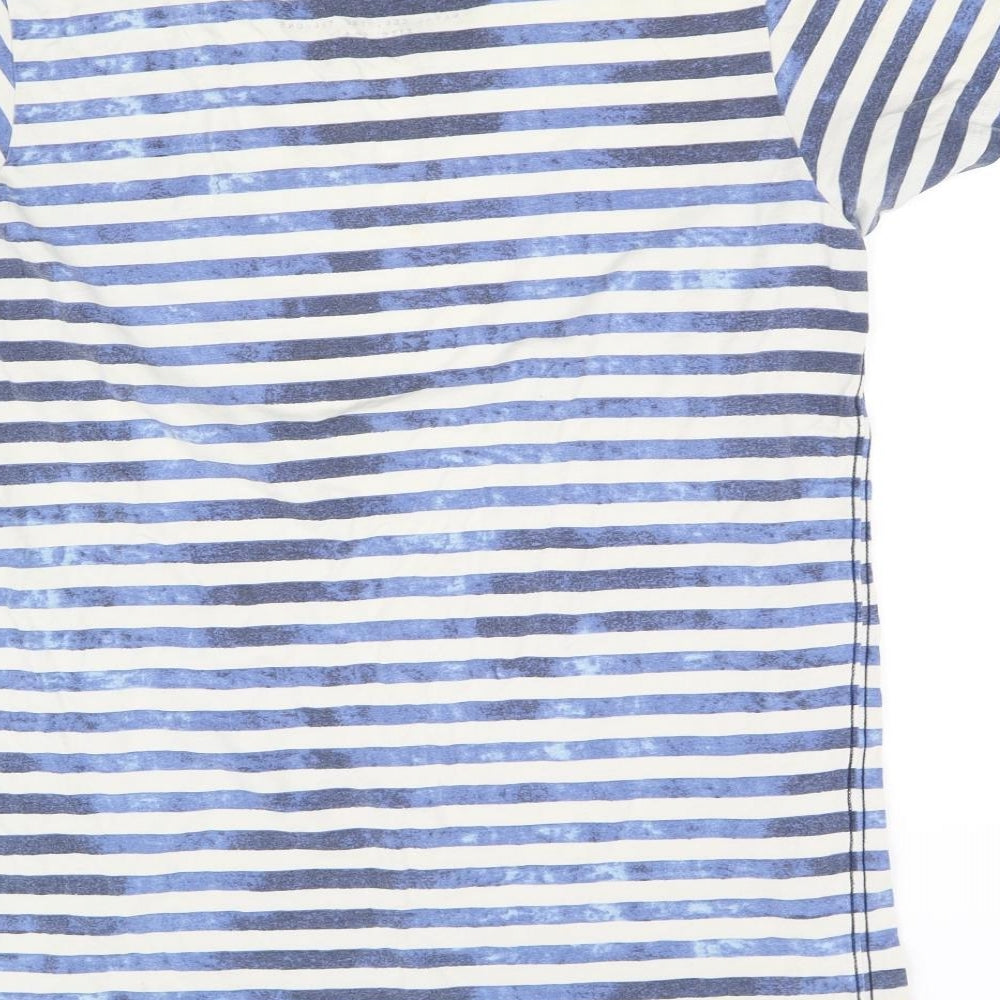 pre worn Womens Blue Striped Basic T-Shirt Size S