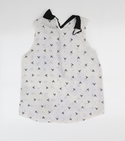 millium Womens White Basic Blouse Size L