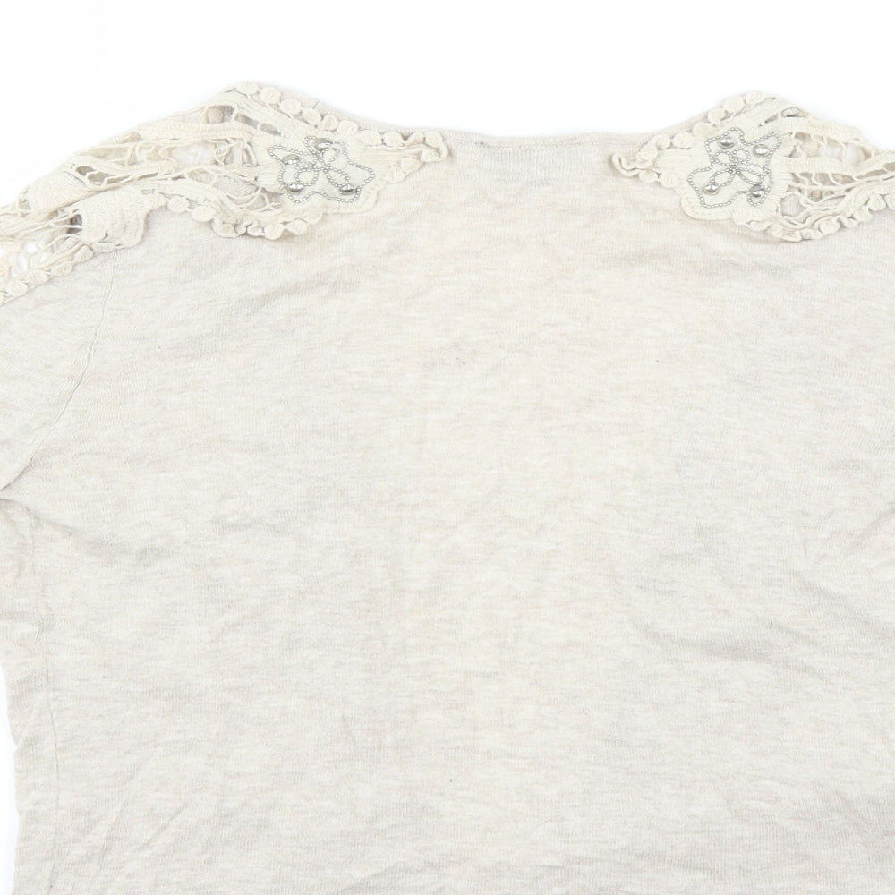 Topshop Womens Beige Cardigan Jumper Size 8 - CROPPED