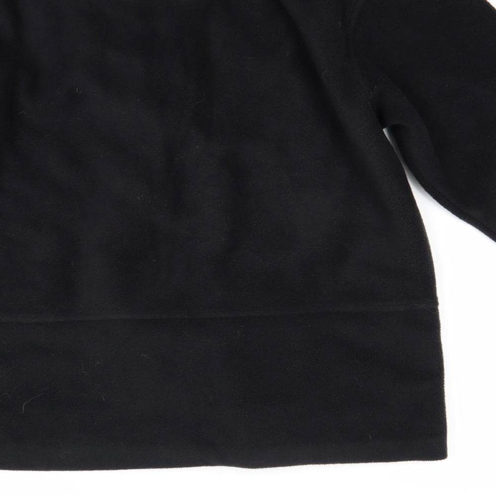 Brand and care label for Active women’s black fleece jacket coat, size UK 12