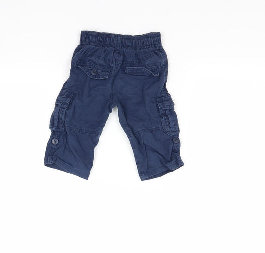 Marks and Spencer Boys Blue Cargo Trousers Size 6-9 Months