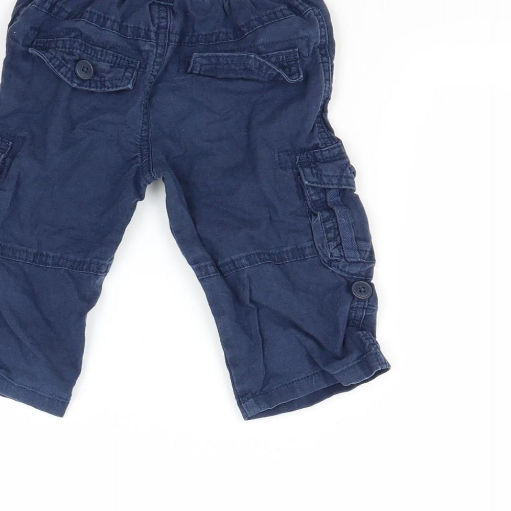 Marks and Spencer Boys Blue Cargo Trousers Size 6-9 Months
