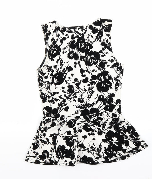 Select Womens White Floral Tunic Tank Size 8