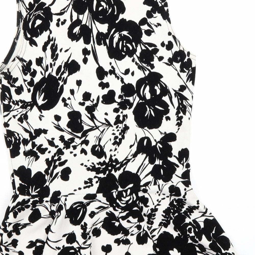 Select Womens White Floral Tunic Tank Size 8