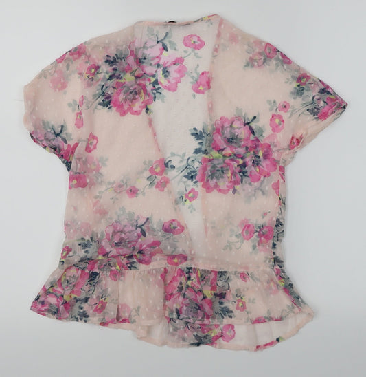 M&S Girls Pink Floral Kimono Blouse Size 5-6 Years