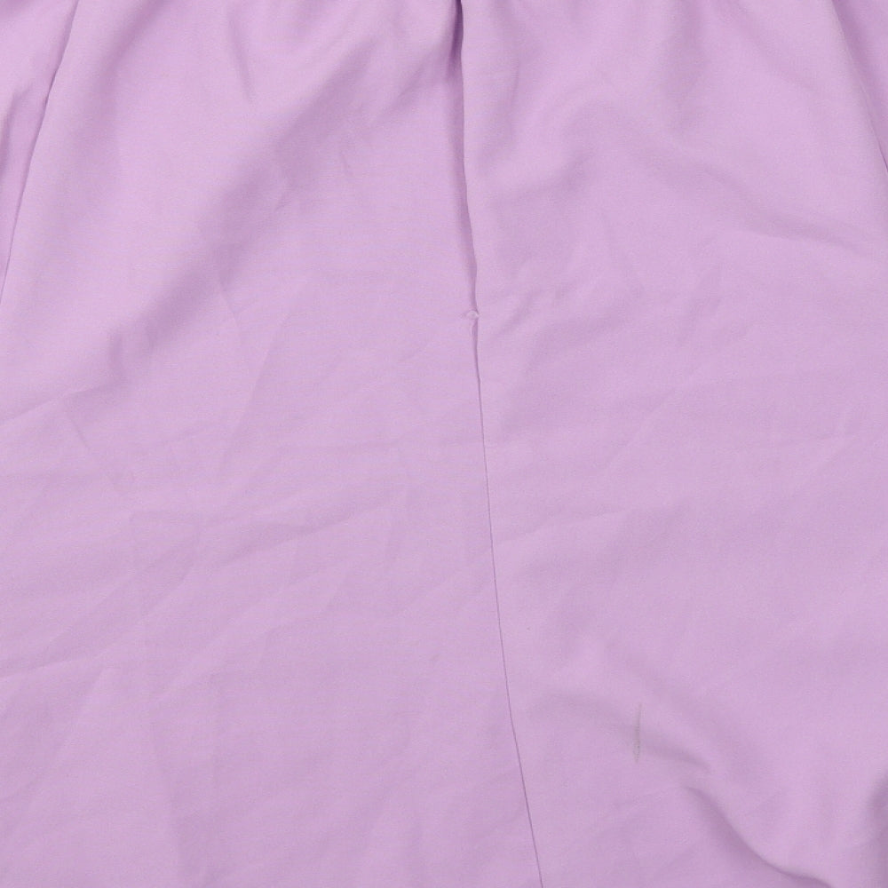 Brand and care label for Slimma women’s purple a-line skirt, size UK 30