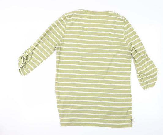 Alexara Womens Green Striped Basic Blouse Size 14