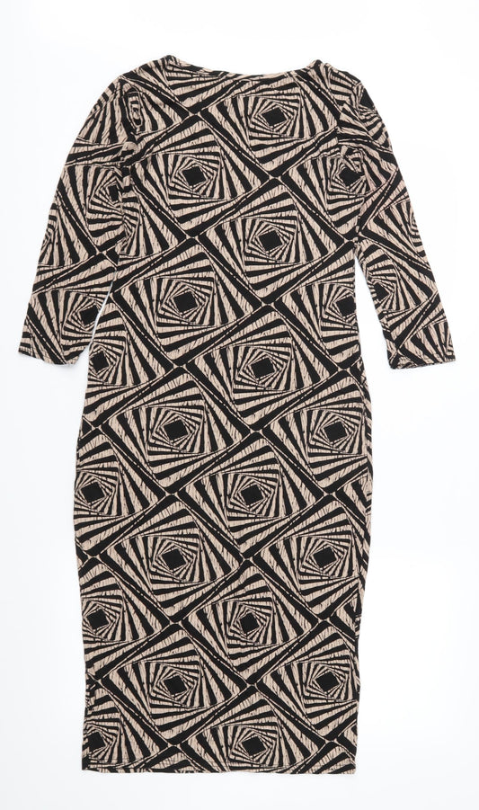 Zuppe Womens Brown Geometric Jersey Sheath Size 12