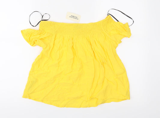 FOREVER 21 Womens Yellow Basic Blouse Size M