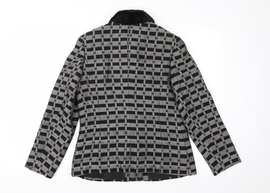 Active Womens Grey Geometric Jacket Coat Size 10