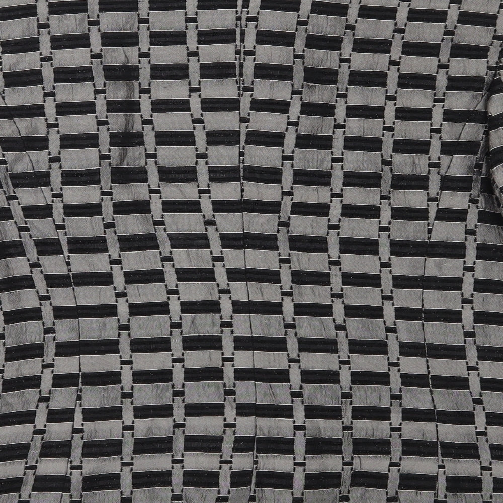 Brand and care label for Active women’s grey geometric jacket coat, size UK 10