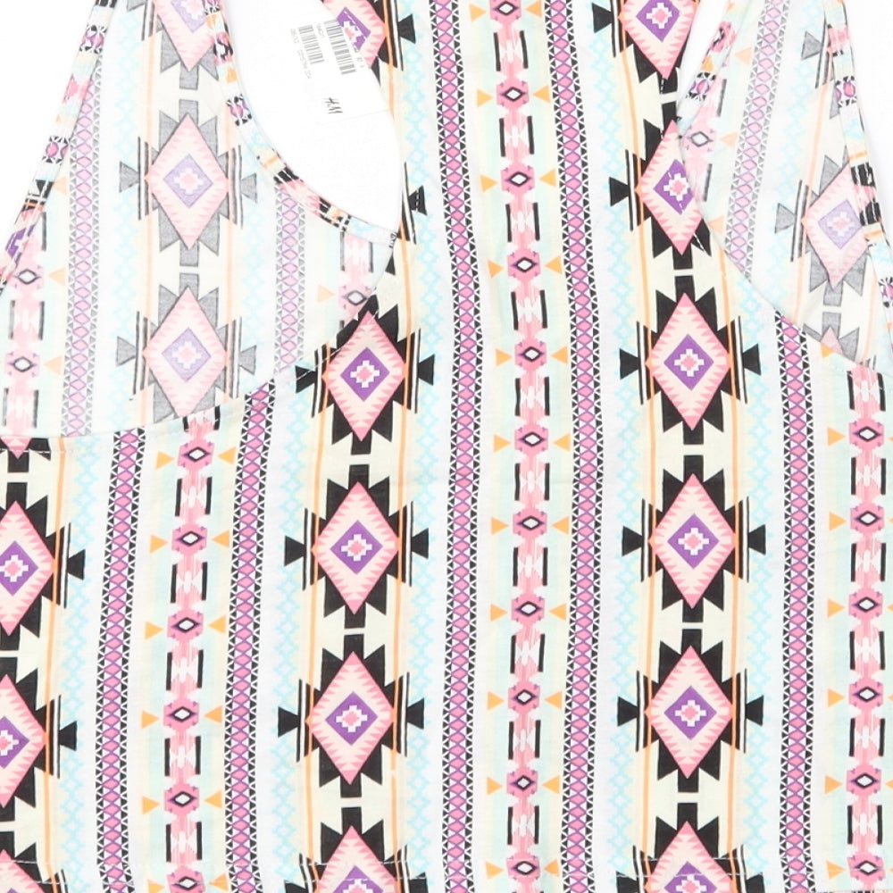 Brand and care label for Divided women’s multicoloured geometric cropped tank, size S