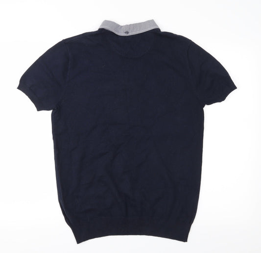 F&F Mens Blue Knit Pullover Jumper Size S