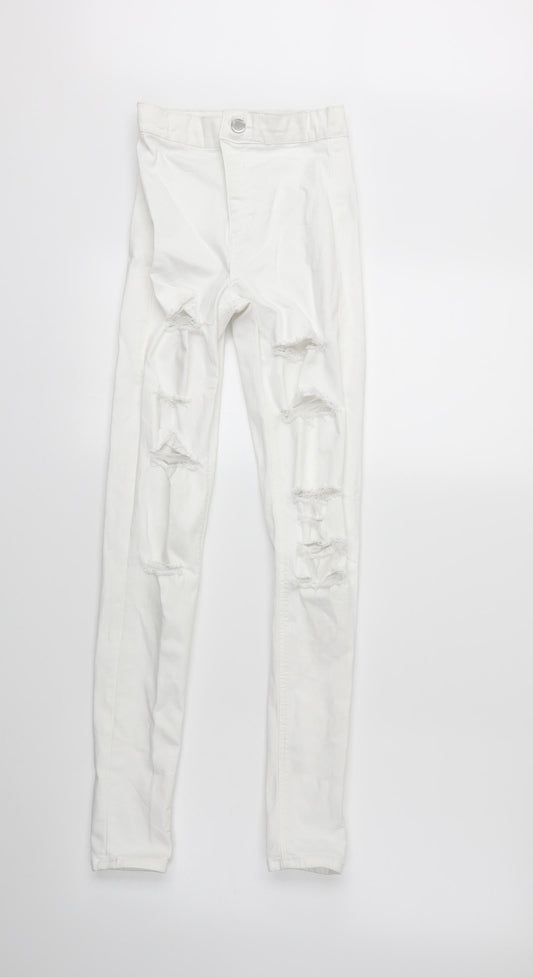 Topshop Womens White Denim Skinny Jeans Size 25 in L32 in