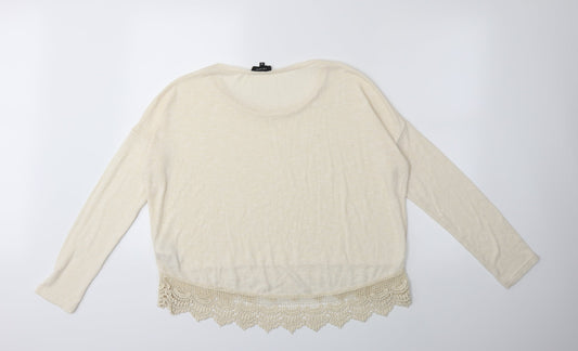New Look Womens Beige Knit Pullover Jumper Size 16