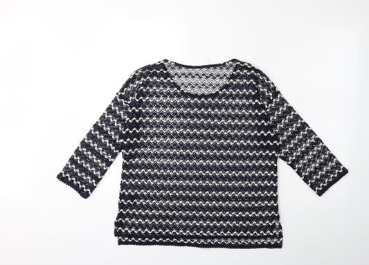 NEXT Womens Black Striped Knit Pullover Jumper Size 10