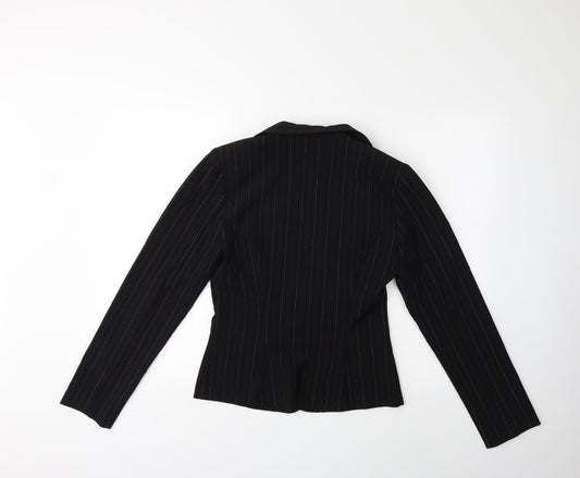 BCX Womens Black Striped Jacket Blazer Size M