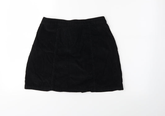 Denim & Co. Womens Black Corduroy A-Line Skirt Size 10