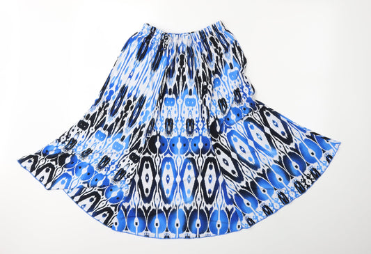 Preworn Womens Blue Geometric Flare Skirt Size 26 in