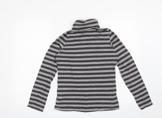 La Redoute Womens Grey Striped Henley Sweatshirt Size 10