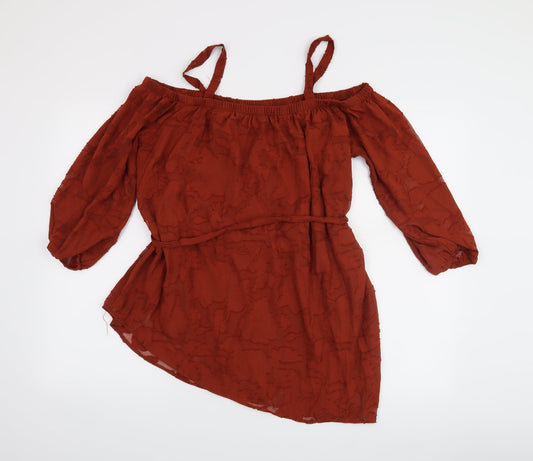 Soon Womens Orange Basic Blouse Size 14