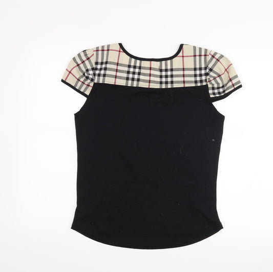 EVER Womens Black Check Basic T-Shirt Size 2XL