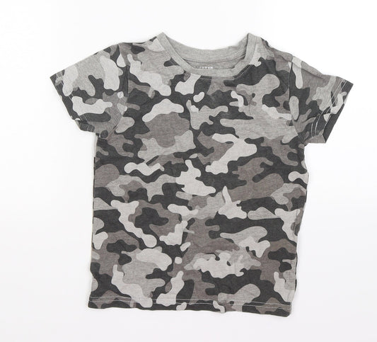 Primark Boys Grey Camouflage Basic T-Shirt Size 3-4 Years