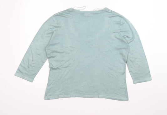 AMARANTO Womens Blue Knit Pullover Jumper Size 18