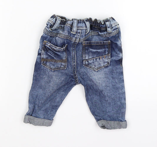 NEXT Boys Blue Denim Capri Trousers Size 3-6 Months