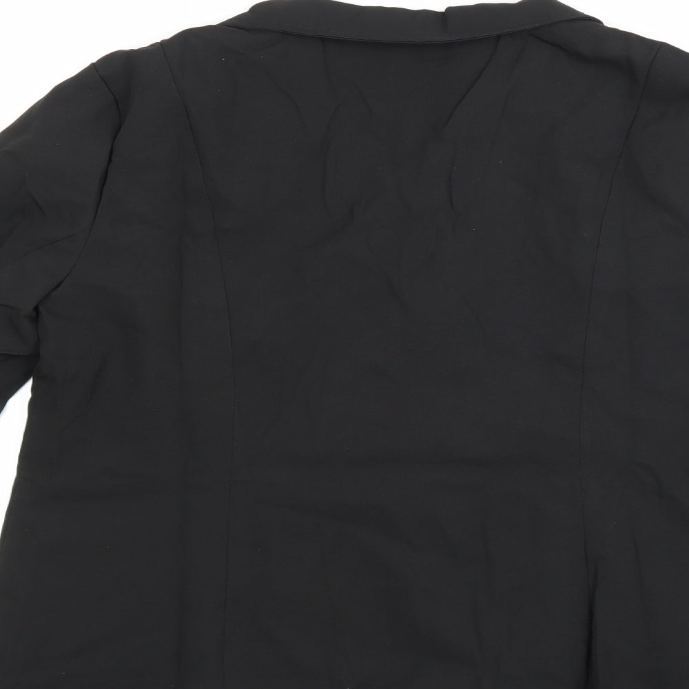 Brand and care label for Preworn women’s black batik jacket suit jacket, size XL