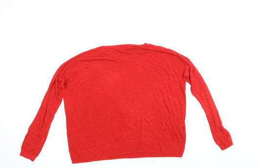 Mango Womens Red Pullover Jumper Size M