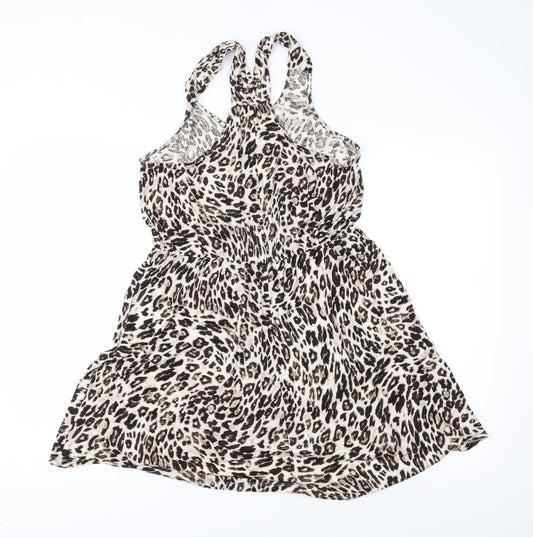 H&M Womens Brown Animal Print T-Shirt Dress Size S