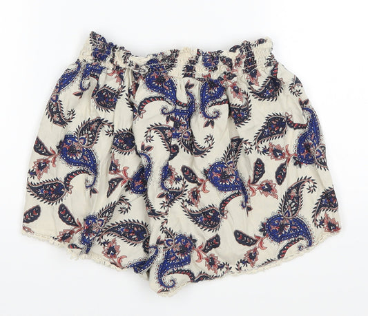 Back view of Primark women’s ivory paisley hot pants shorts, size UK 12