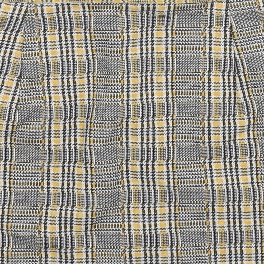 Topshop Womens Yellow Plaid A-Line Skirt Size 10