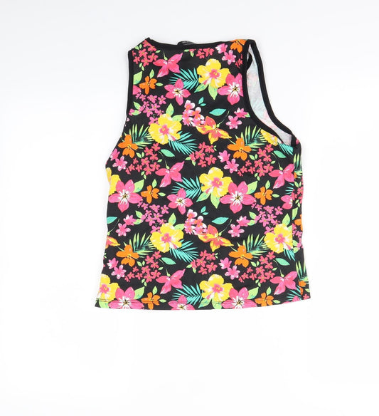 George Girls Black Floral Basic Tank Size 11-12 Years
