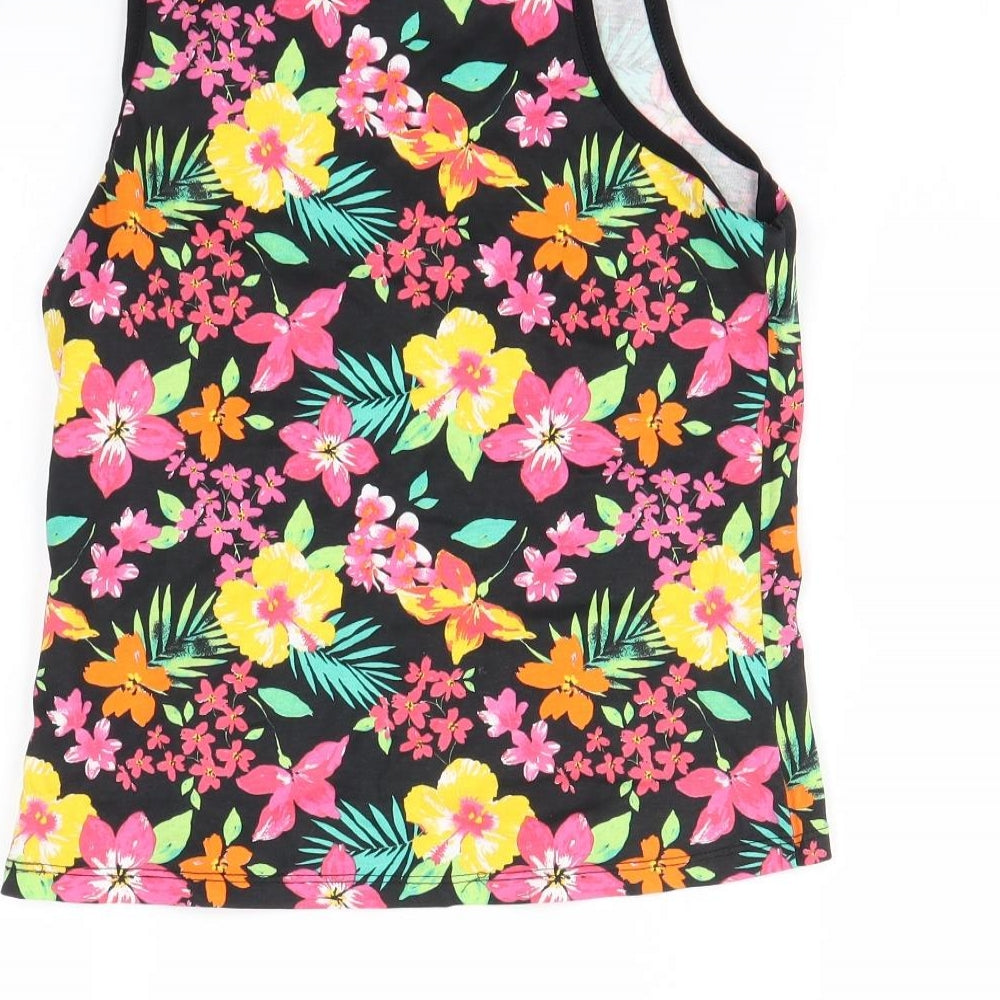 George Girls Black Floral Basic Tank Size 11-12 Years
