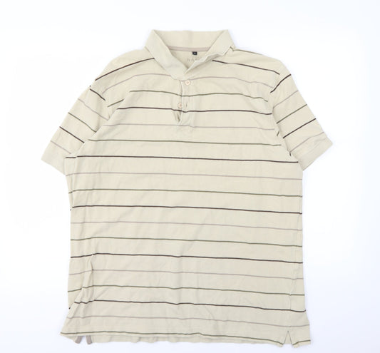 Preworn Mens Beige Striped Polo Size XL