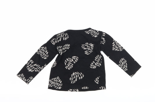 United Colors of Benetton Girls Black Basic T-Shirt Size 2 Years - graphic
