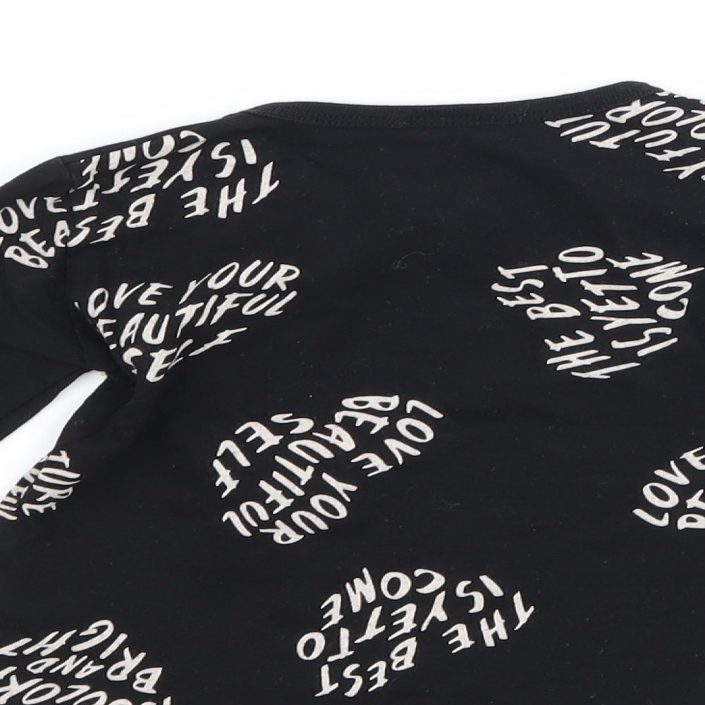 United Colors of Benetton Girls Black Basic T-Shirt Size 2 Years - graphic