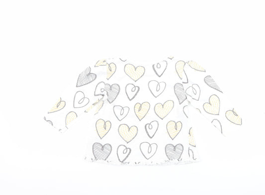 George Girls White Basic T-Shirt Size 9-12 Months - Love heart print
