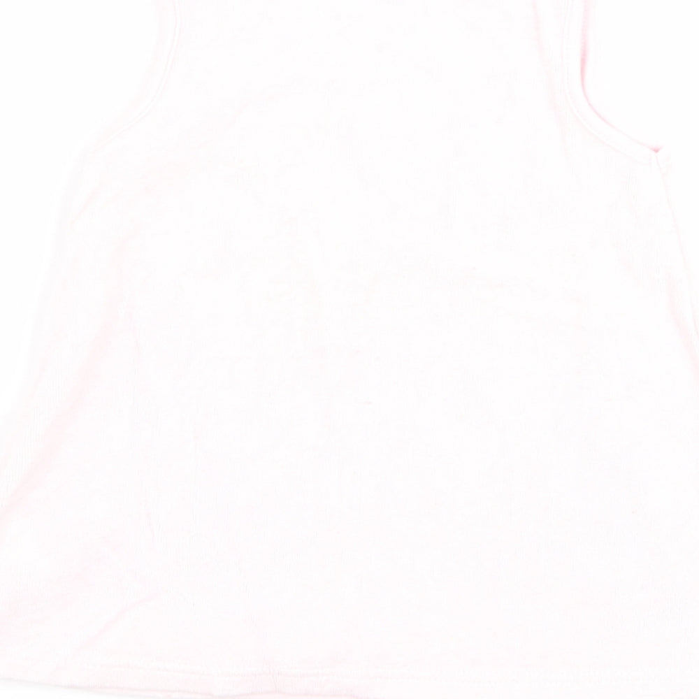 Brand and care label for Marks & Spencer girls’ pink flannel a-line, size 3-6, months - graphic