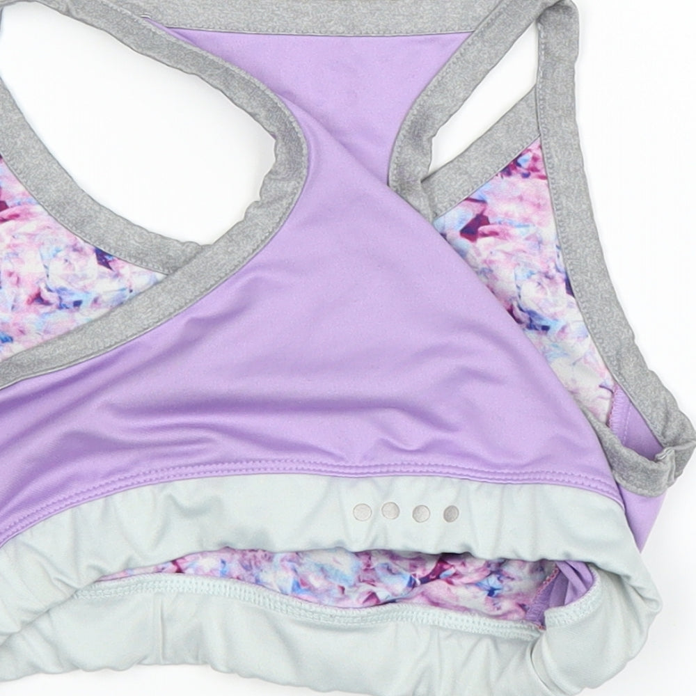 Brand and care label for soulux girls’ purple cropped tank, size 12-13, years