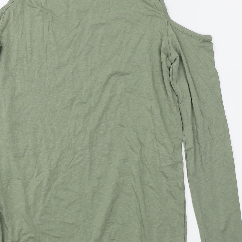 Topshop Womens Green Basic T-Shirt Size 6 - Cold Shoulder