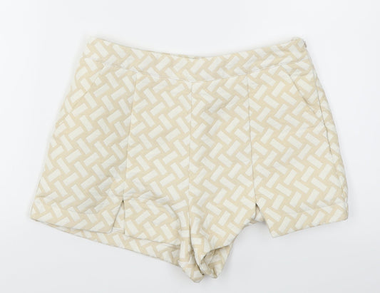 Additional front view of Missguided women’s beige hot pants shorts, size UK 8