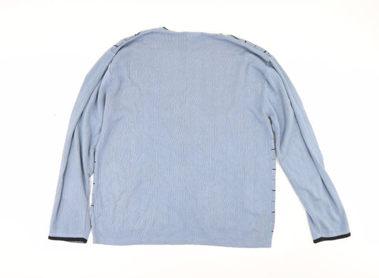 m2m Mens Blue Check Pullover Jumper Size XL