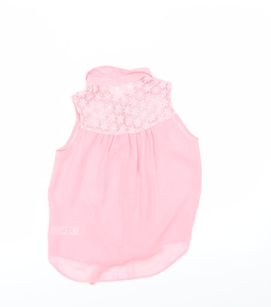 M&Co Girls Pink Tunic Button-Up Size 9-10 Years